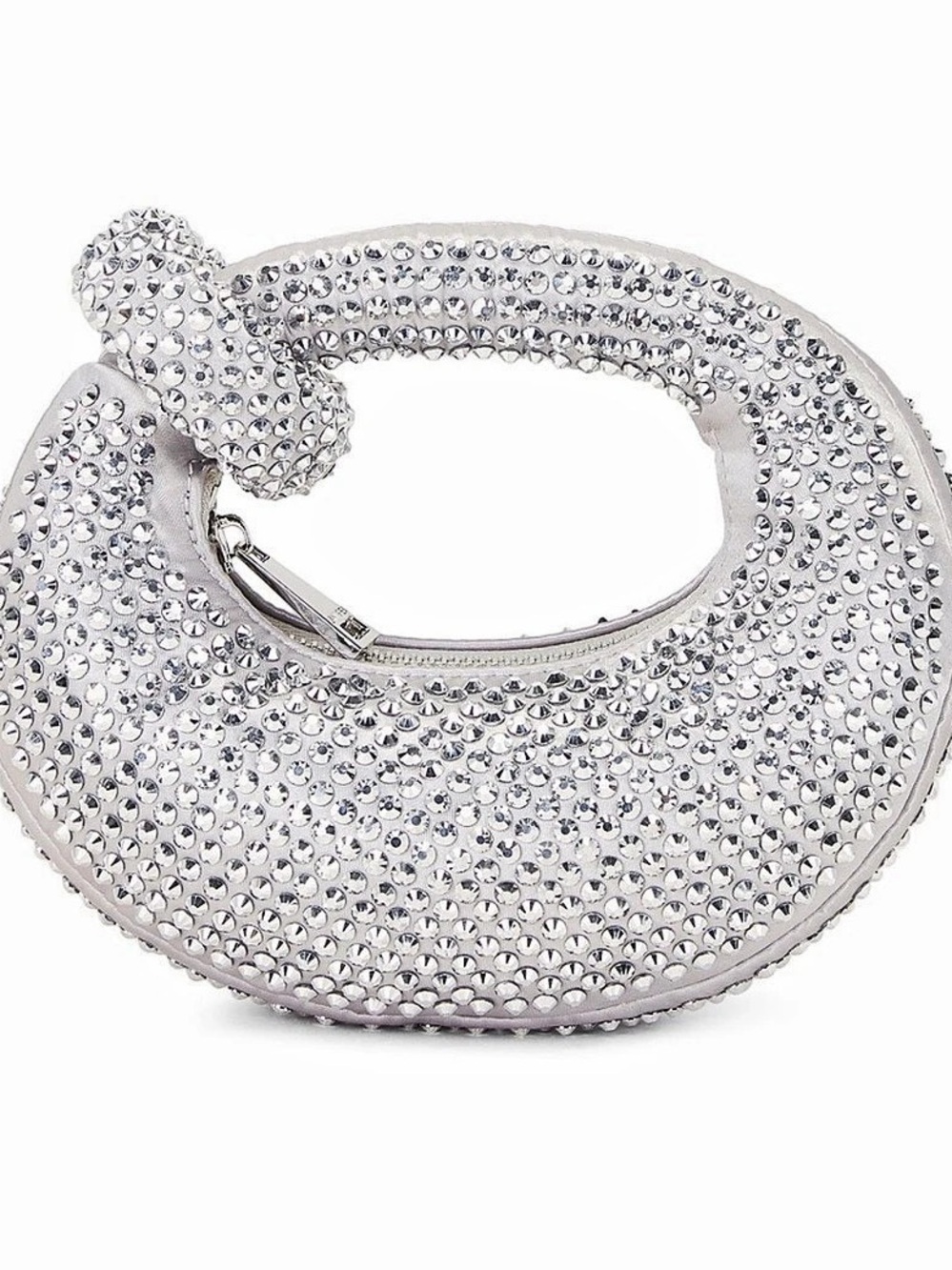 JW PEI Crystal-Embellished Metallic Leather Bag Silver